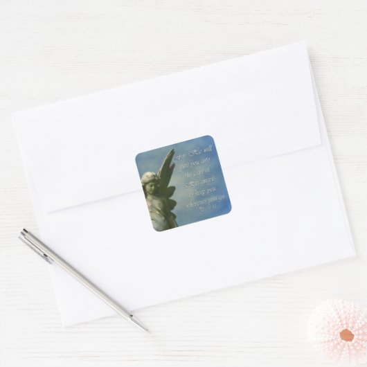 Ps 91:11彼は与え天使たちがあなたを見守る スクエアシール (封筒)