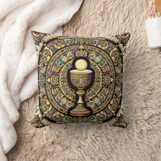 PS CommunionホストおよびChalice表現主義エフェクト クッション (ブランケット)