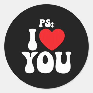 Ps I Love You Day Purple おもしろい Valentine Matching ラウンドシール
