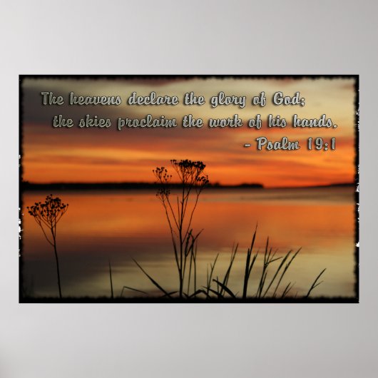 PSALM19:1夕日の湖GLORY GOD POSTERを宣言 ポスター (正面)