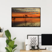 PSALM19:1夕日の湖GLORY GOD POSTERを宣言 ポスター (ホームオフィス)
