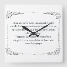 Psalm 1は、悪人と歩き回るのではありません。 スクエア壁時計