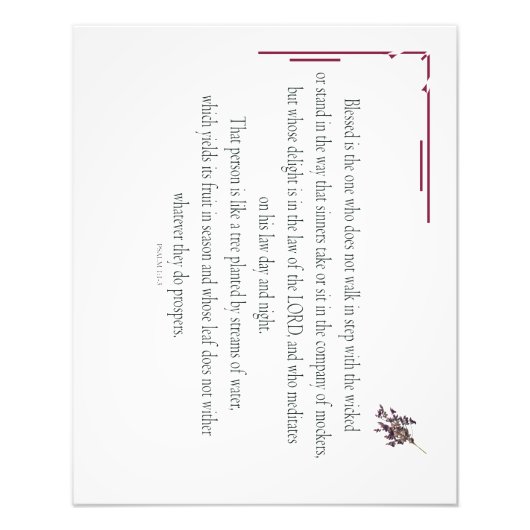 PSALM 1は、邪悪な人と歩調を合わせていない フォトプリント            (正面)