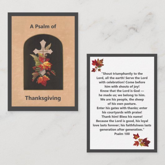 Psalm 100 Thanksgiving Prayer Card プレイスカード (正面/裏面)