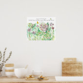 Psalm 105 Scripture Pink Flowers Christian Art ポスター (キッチン)