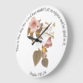 Psalm 118:24とBlue Winged Yellow Warbler Bird ラージ壁時計 (傾斜)