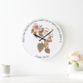 Psalm 118:24とBlue Winged Yellow Warbler Bird ラージ壁時計 (ホーム)