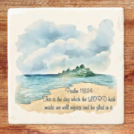 Psalm 118 A Day to Rejoice Clouds and Beach Scene ストーンコースター