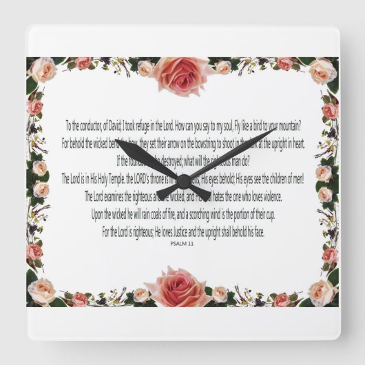 PSALM-11, 「男の子」を参照，ピンクのフローラ スクエア壁時計 (正面)