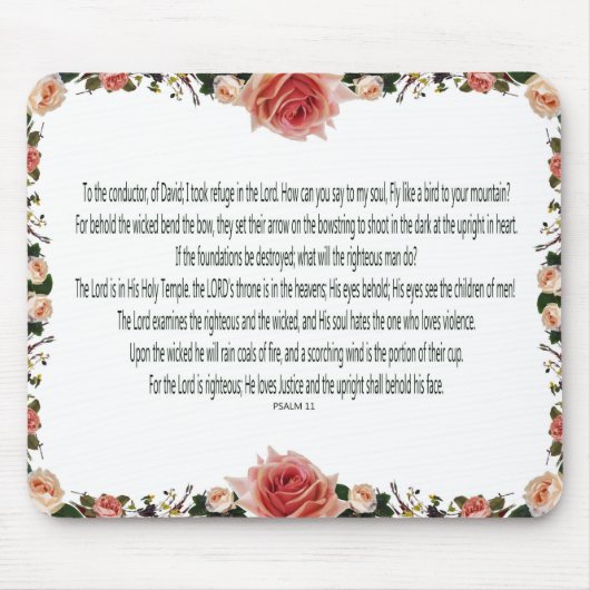 PSALM-11，男性の子供を参照，ピンクのフローラ マウスパッド (正面)