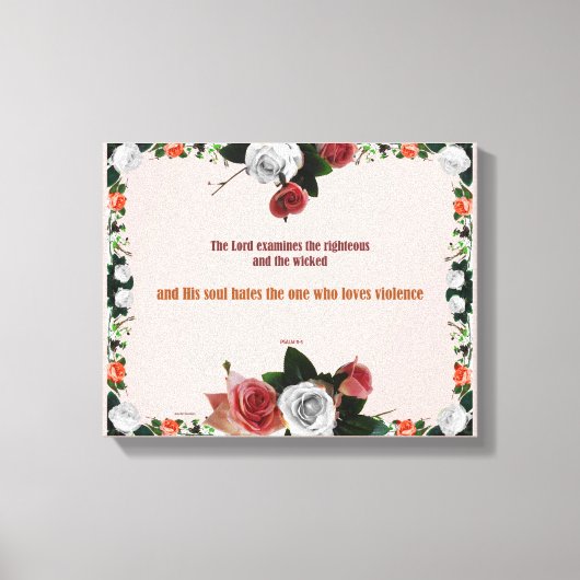 Psalm 11:5, No Violence キャンバスプリント (正面)