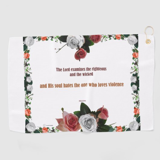 Psalm 11:5, No Violence ゴルフタオル (横)