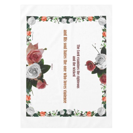 Psalm 11:5, No Violence テーブルクロス (正面)
