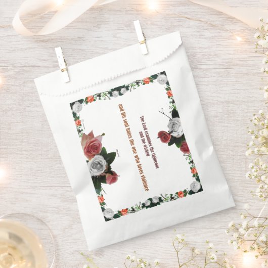 Psalm 11:5, No Violence フェイバーバッグ (クリップ留めされた状態)