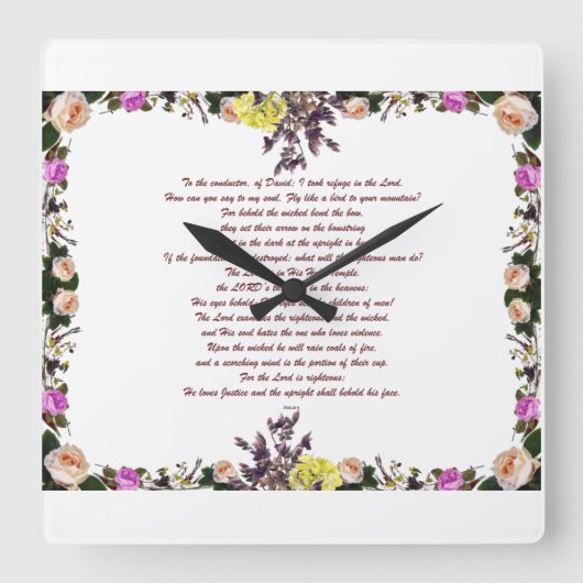 Psalm 11,  Fly like a bird to your mountain, スクエア壁時計 (正面)