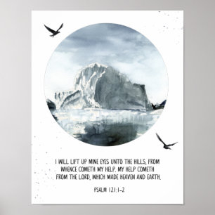 Psalm 121:1-2私が私の目を持ち上げる聖書の引用文 ポスター