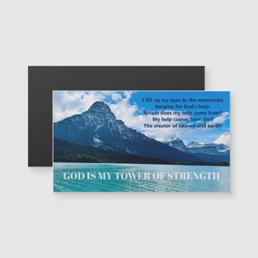 Psalm 121 Inspirational Mountain Lake Photo Magnet (正面/裏面)