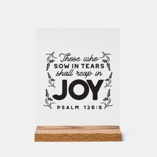 Psalm 126:5 Scripture Typography – Reap in Joy アクリルサイン (正面)