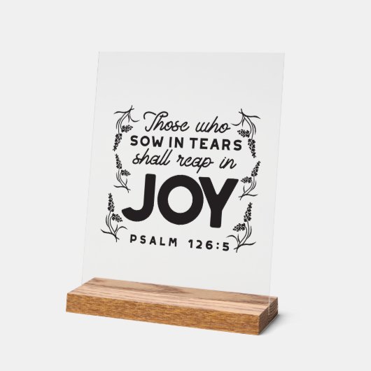 Psalm 126:5 Scripture Typography – Reap in Joy アクリルサイン (傾斜)