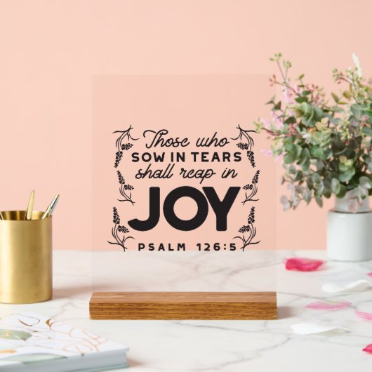 Psalm 126:5 Scripture Typography – Reap in Joy アクリルサイン (ウェディング)