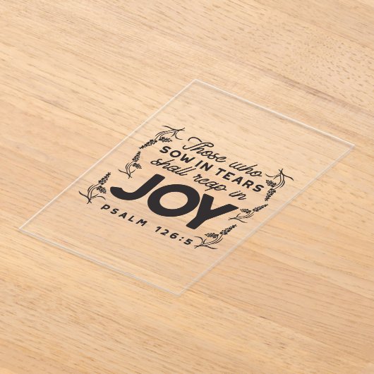 Psalm 126:5 Scripture Typography – Reap in Joy アクリル招待状 (レイダウン)