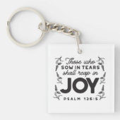 Psalm 126:5 Scripture Typography – Reap in Joy キーホルダー (正面)