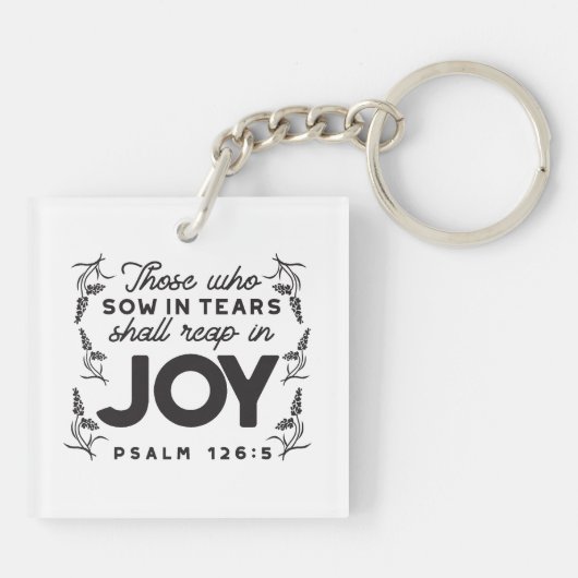 Psalm 126:5 Scripture Typography – Reap in Joy キーホルダー (裏面)