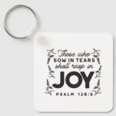 Psalm 126:5 Scripture Typography – Reap in Joy キーホルダー (正面)