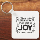 Psalm 126:5 Scripture Typography – Reap in Joy キーホルダー (正面)