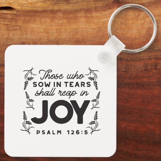 Psalm 126:5 Scripture Typography – Reap in Joy キーホルダー (裏面)