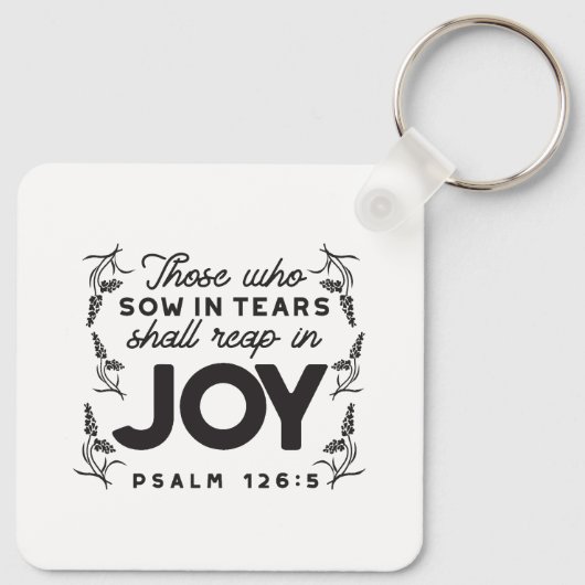 Psalm 126:5 Scripture Typography – Reap in Joy キーホルダー (裏面)