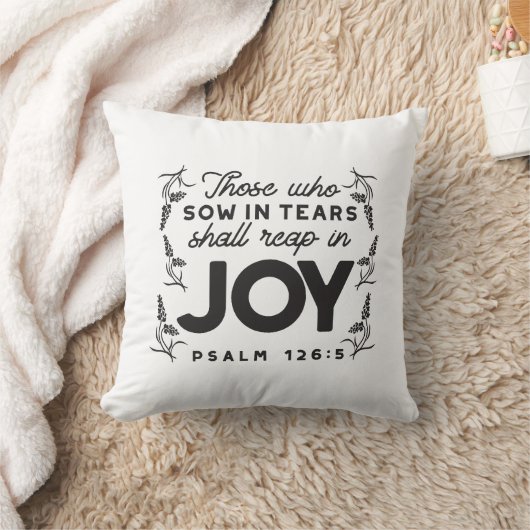 Psalm 126:5 Scripture Typography – Reap in Joy クッション (ブランケット)
