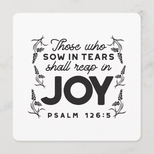 Psalm 126:5 Scripture Typography – Reap in Joy シーズンカード (正面)