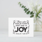 Psalm 126:5 Scripture Typography – Reap in Joy シーズンポストカード (スタンド正面)