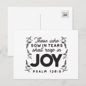 Psalm 126:5 Scripture Typography – Reap in Joy シーズンポストカード (正面/裏面)