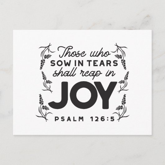 Psalm 126:5 Scripture Typography – Reap in Joy シーズンポストカード (正面)