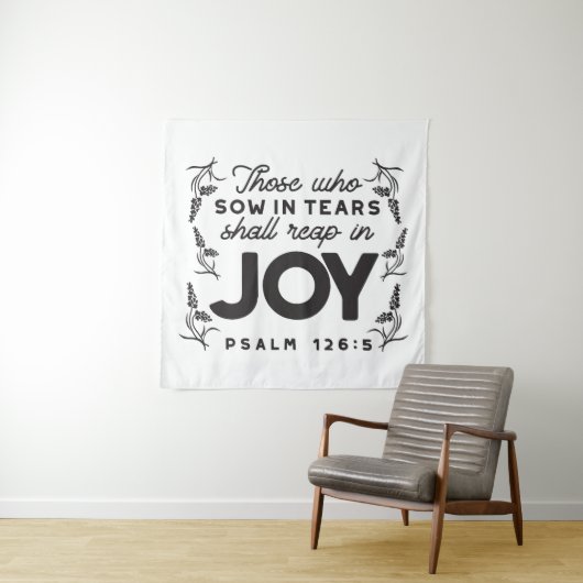 Psalm 126:5 Scripture Typography – Reap in Joy タペストリー (インサイチュ)