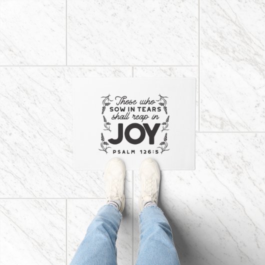 Psalm 126:5 Scripture Typography – Reap in Joy ドアマット (室内)