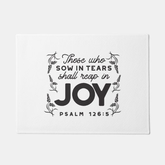 Psalm 126:5 Scripture Typography – Reap in Joy ドアマット (正面)