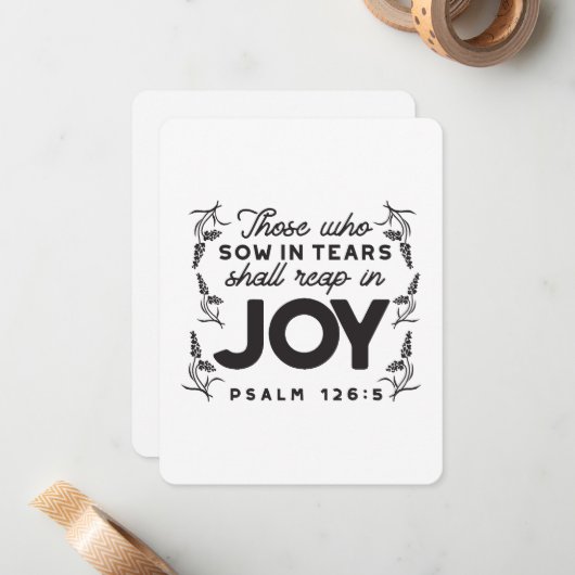 Psalm 126:5 Scripture Typography – Reap in Joy ノートカード (正面/裏面インサイチュ)