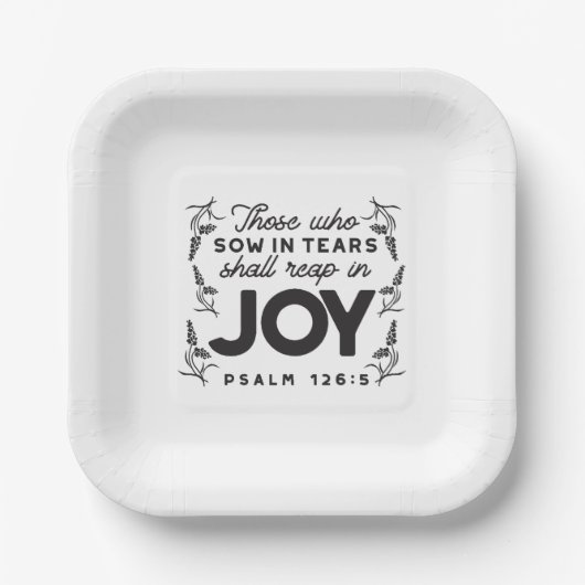 Psalm 126:5 Scripture Typography – Reap in Joy ペーパープレート (正面)