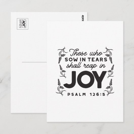 Psalm 126:5 Scripture Typography – Reap in Joy ポストカード (正面/裏面)