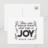 Psalm 126:5 Scripture Typography – Reap in Joy ポストカード (正面/裏面)