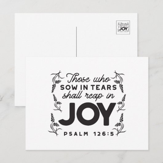 Psalm 126:5 Scripture Typography – Reap in Joy ポストカード (正面/裏面)