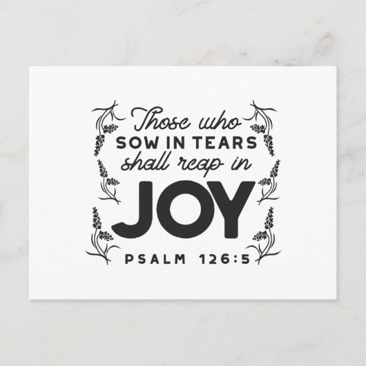 Psalm 126:5 Scripture Typography – Reap in Joy ポストカード (正面)