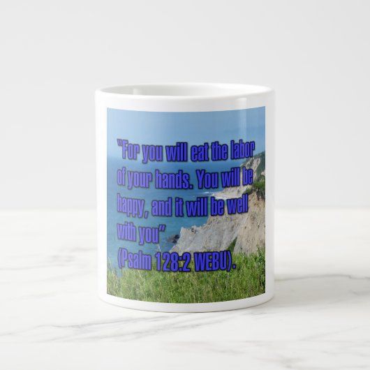 Psalm 128:2 WEBU Mug ジャンボコーヒーマグカップ (正面)