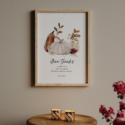 Psalm 136:1 Scripture Poster – Give Thanks  ポスター