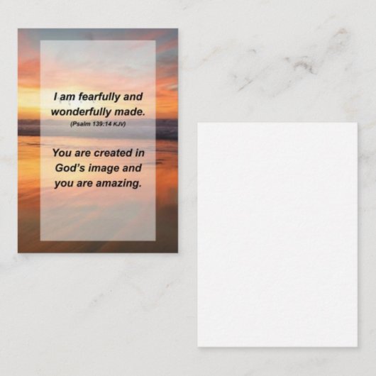 Psalm 139:14私は恐ろしく素晴らしく作られている エンクロージャーカード (正面/裏面)