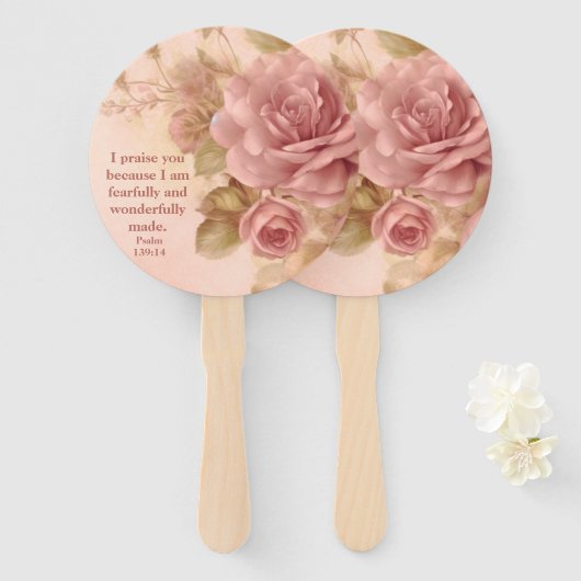 Psalm 139:14 Rose ハンドファン (正面&裏面)
