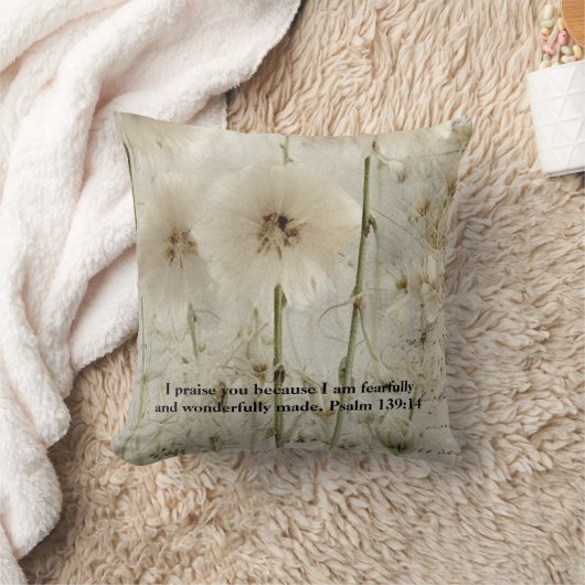 Psalm 139: 14 Throw Pillow クッション (ブランケット)